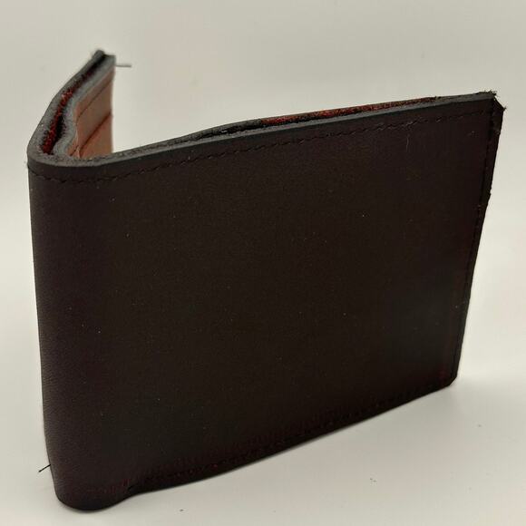 Minimalist Handmade Oaxaca Dark Chocolate Thick Leather Bifold Wallet Men - Picture 6 of 10